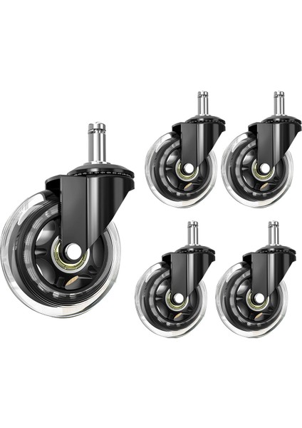 Ofis Koltuğu Tekerlekleri 10MM Gövde, Marka Sandalyelerle Uyumlu, 3/8inçyedek Kauçuk Sandalye Tekerlekleri, 5'li Set (Yurt Dışından)