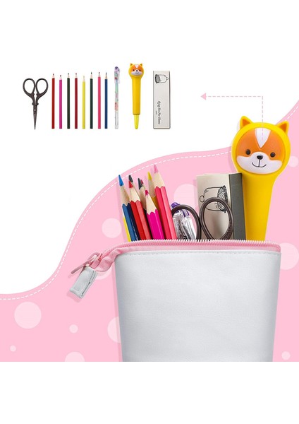 Parça Teleskopik Kalem Kutusu Ayakta Kırtasiye Kalemlik Tuval Çift Kullanımlı Pop-Up Standı Fermuarlı Kalem Çantaları B (Yurt Dışından) indirimleri