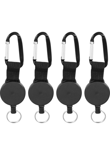 4 Parça Ağır Hizmet Tipi Geri Çekilebilir Anahtarlık Geri Çekilebilir Rozet Tutucu Makara Klipsi, 64CM Çelik Halat (Yurt Dışından)
