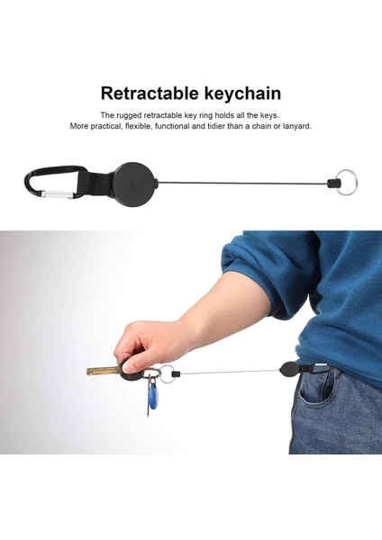 4 Parça Ağır Hizmet Tipi Geri Çekilebilir Anahtarlık Geri Çekilebilir Rozet Tutucu Makara Klipsi, 64CM Çelik Halat (Yurt Dışından) fiyatları