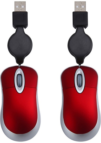 2x Mini USB Kablolu Fare Geri Çekilebilir Kablo Minik Küçük Fare 1600 Dpı Optik Kompakt Seyahat Fareler Windows 98 2000 Xp Için (Yurt Dışından)