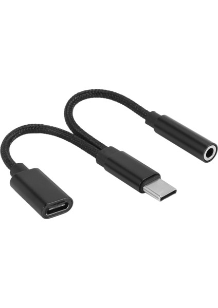 2x 2'si 1 Arada Tip C Kulaklık Adaptörü USB C Splitter Jakı Aux Ses Şarj Dönüştürücü (Yurt Dışından)