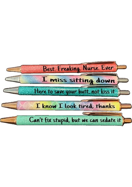 5 Adet Komik Tükenmez Kalemler Günlük Hafta Içi Vibes Glitter Kalem, Yazma Siyah Mürekkep Orta Nokta 1.0 mm Ofis Hediyeleri Için Kalemler (Yurt Dışından) fiyatları