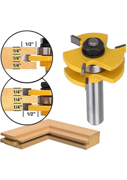 Dil ve Oluk Seti, Yönlendirici Ucu Seti, Ahşap Kapı Döşeme 3 Diş Ayarlanabilir, 1/2 Inç T Şekli Ahşap Freze Kesici Ağaç Işleme Aleti (2 Adet) (Yurt Dışından)