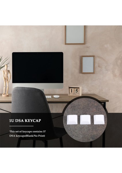 37 Adet Pbt Klavye Tuş Dsa 1u Keycaps Cherry Mx Özel Oyun Için Klavye Tuş Seti Mekanik Klavye Klavye, Beyaz (Yurt Dışından)