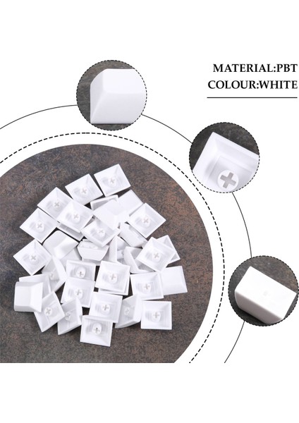 37 Adet Pbt Klavye Tuş Dsa 1u Keycaps Cherry Mx Özel Oyun Için Klavye Tuş Seti Mekanik Klavye Klavye, Beyaz (Yurt Dışından)
