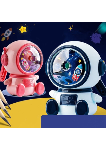 2 Adet Astronot Karikatür Kalemtıraş, Otomatik Kalemtıraş Astronot Kalemtıraş Bileyici Uzay Tema Doğum Günü Hediyesi Pembe (Yurt Dışından) modelleri