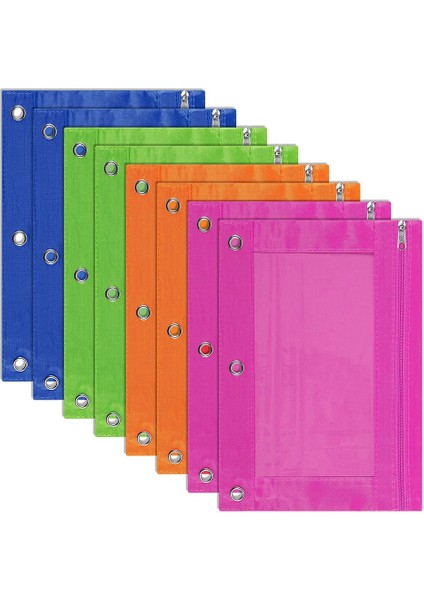 8'li Paket 3'lü Kalem Çantası, Kese Binder, Çok Renkli, Kalem Kutusu, Şeffaf Pencere, Okul Malzemeleri Için, (Yurt Dışından)