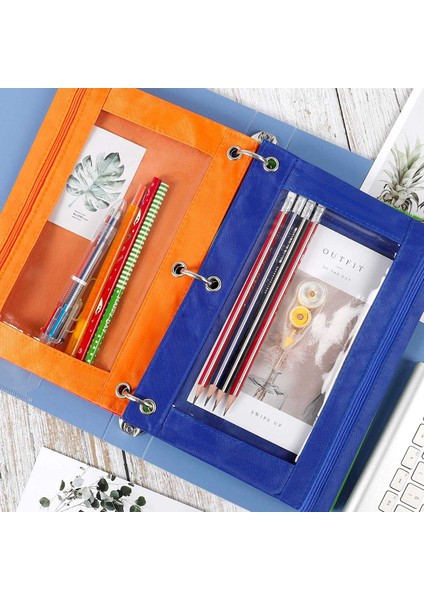 8'li Paket 3'lü Kalem Çantası, Kese Binder, Çok Renkli, Kalem Kutusu, Şeffaf Pencere, Okul Malzemeleri Için, (Yurt Dışından) indirimleri