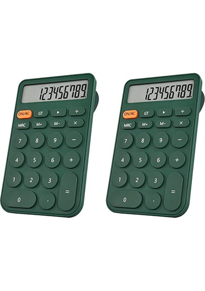2 Paket Temel Hesap Makinesi, Cep Boyutunda Mini Hesap Makineleri, Ofis Için 12 Haneli Masaüstü Hesap Makinesi, Okul Öğrencileri Yeşil (Yurt Dışından)