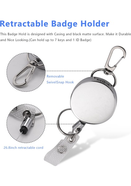 Geri Çekilebilir Rozet Tutucu Makara Klipsi, Döner Yapış Kancalı Kimlik Rozeti Tutucu Anahtarlık Anahtarlık (Yurt Dışından) modelleri