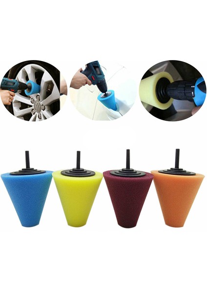 Araba Tekerlek Göbeği Cila Parlatıcı Parlatma Süngeri Koni Metal Köpük Ped Araba Tekerlekleri Için Araba Kapıları ve Kolları 4 Adet (Yurt Dışından)