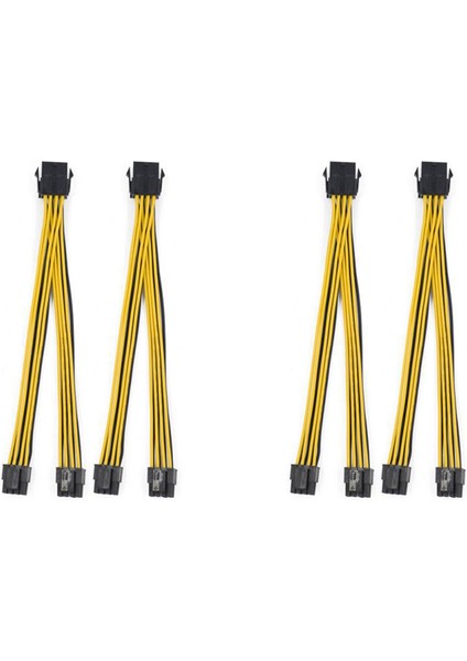 4 Adet Cpu 8pin Kadın 1 Ila 2 Erkek 4 + 4pin Y Splitter Güç Uzatma Kablosu Kablosu 18AWG 20 cm (Yurt Dışından)