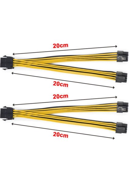 4 Adet Cpu 8pin Kadın 1 Ila 2 Erkek 4 + 4pin Y Splitter Güç Uzatma Kablosu Kablosu 18AWG 20 cm (Yurt Dışından)