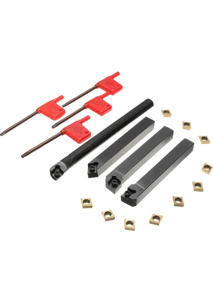 10 Adet CCMT09T304 Ekler Tutucu Sıkıcı Bar + 4 Adet Torna Torna Takım Tutucu Seti + 4 Adet Torna Torna Takımı Için Anahtar (Yurt Dışından)