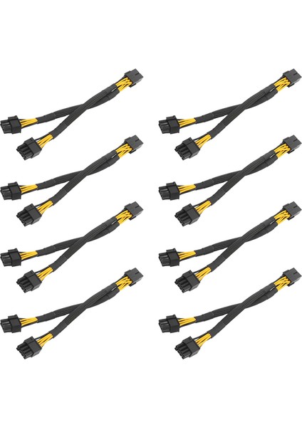 8 Adet Gpu Pcıe 8 Pin Dişi Çift 2x 8 Pin (6+2) Erkek Pcı Express Güç Adaptörü Örgülü Y-Splitter Uzatma Kablosu, 20 cm (Yurt Dışından)