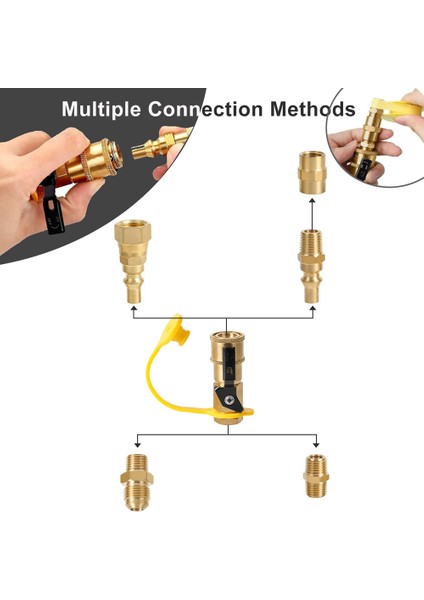 Rv Propan Hızlı Bağlantı Bağlantısı Adaptör Vanası, 1/4 Inç Erkek Npt Tam Akış Fişi ve 3/8 Inç Erkek Flare Hızlı Kit (Yurt Dışından) modelleri