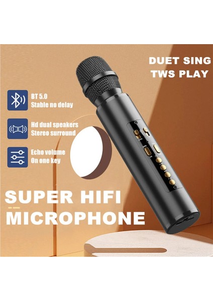 Tws Kablosuz Bluetooth Hoparlörlü Ev Partisi Performansı Çocuklar Için Şarkı Söyleme Mikrofonu-Pembe (Yurt Dışından)
