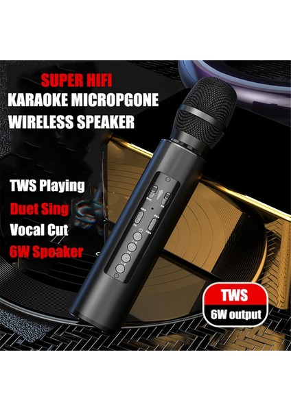 Tws Kablosuz Bluetooth Hoparlörlü Ev Partisi Performansı Çocuklar Için Şarkı Söyleme Mikrofonu-Pembe (Yurt Dışından)