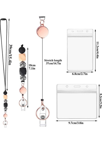 Kimlik Kartları Için 2 Takım Geri Çekilebilir Kordon, Kadınlar Için Kimlik Tutucu Boncuklu Boyunluklar ile Öğretmen Kordonu D (Yurt Dışından) fırsatları