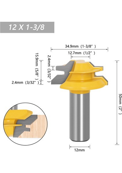 45 Derece Kilit Konik Freze Kafası 45 Derece 12X1-3/8 Gömme Bıçak Çizgi Bıçak Sağ Açı Bıçak Ağaç Işleme Aleti (Yurt Dışından) modelleri