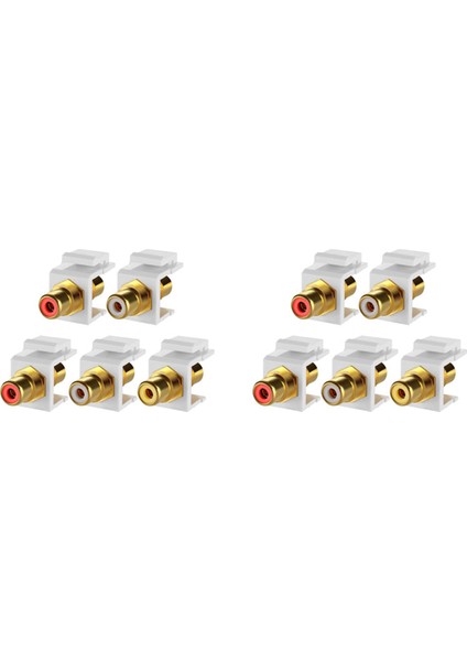 10-Pack Rca Jack Insert Konnektör Soketi Dişi Geçmeli Adaptör Bağlantı Noktası Duvar Plakası Için Altın Kaplama Inline Bağlayıcı (Yurt Dışından)
