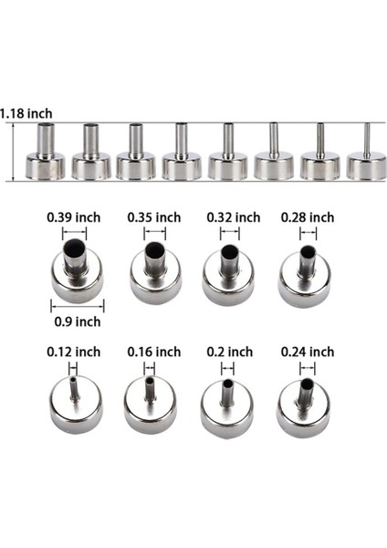 9 Adet/takım Sıcak Hava Için Kaynak Memesi - Aracı Farklı Boyutlarda Nozullar 8858 8898 858D 8586 Çok Fonksiyonlu Kullanım Memesi (Yurt Dışından)