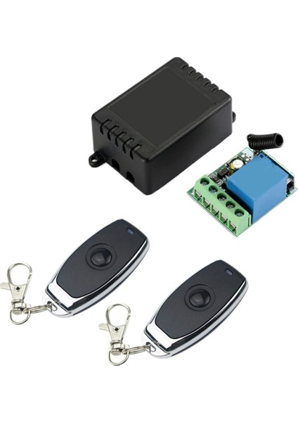 433 Mhz Rf Kablosuz Anahtar Alıcı Dc 12 V Tek Röle Alıcı Modülü ile 2 Adet Evrensel Kablosuz Uzaktan Kumanda (Yurt Dışından)