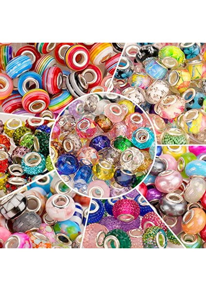 240 Adet Çeşitli Avrupa Reçine Delik Boncuk Halka Boncuk Bilezik Yapımı Için, Dıy Charms Bilezik Için Zanaat Boncuk (Yurt Dışından) modelleri