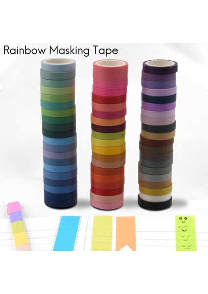60 Adet/takım Temel Düz Renk Washi Bant Gökkuşağı Maskeleme Bandı Dekoratif Yapışkan Bant Etiket Karalama Defteri Günlüğü Kırtasiye (Yurt Dışından) modelleri