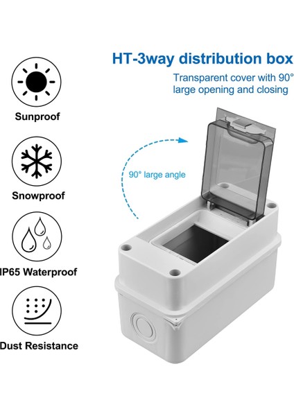 3 Yollu Dağıtım Koruma Kutusu, Su Geçirmez Şeffaf Kapak 3 Dın Ray Dış Mekan Dağıtım Bağlantı Kutusu 2 Adet (Yurt Dışından)
