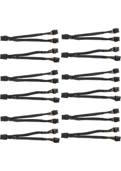 12 Adet Gpu Pcıe 8 Pin Dişi Çift 2x 8 Pin (6 + 2) Erkek Pcı Express Güç Adaptörü Örgülü Y-Splitter Uzatma Kablosu, 20 cm (Yurt Dışından)