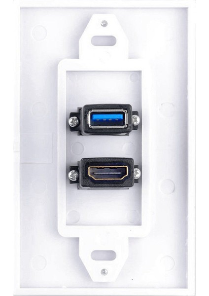 2x 2port + USB 3.0 Dişi Duvar Yüz Plakası Panel Çıkış Soket Genişletici Beyaz (Yurt Dışından)