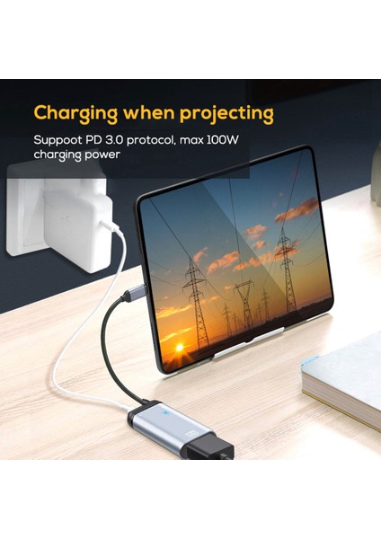 2x 3'ü 1 Arada Tip-C - Gigabit Ethernet RJ45 Lan Pd Şarj USB C Veri Bağlantı Noktası Dönüştürücü Adaptör Tv S20 Için (Yurt Dışından)