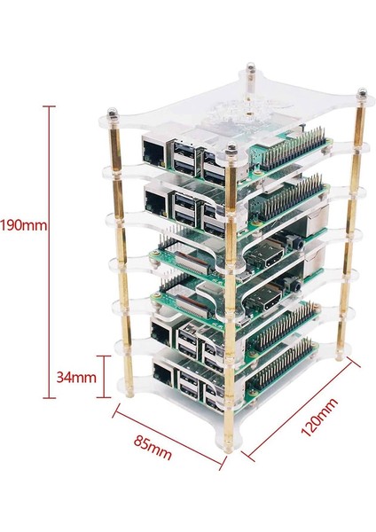 4b/3b+/3b/2b/b+ Için 6 Katmanlı Akrilik Kemik Plaka Yığını Şeffaf Kutu Kutusu Muhafazası (Hariç) (Yurt Dışından)