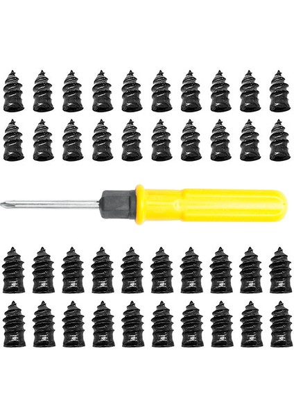 40 Adet Lastik Tamir Kauçuk Çivi, Lastik Tamir Kauçuk Vidalar Siyah, Hızlı Alet Self Servis Lastik Tamir Çivisi (20S + 20L) (Yurt Dışından)