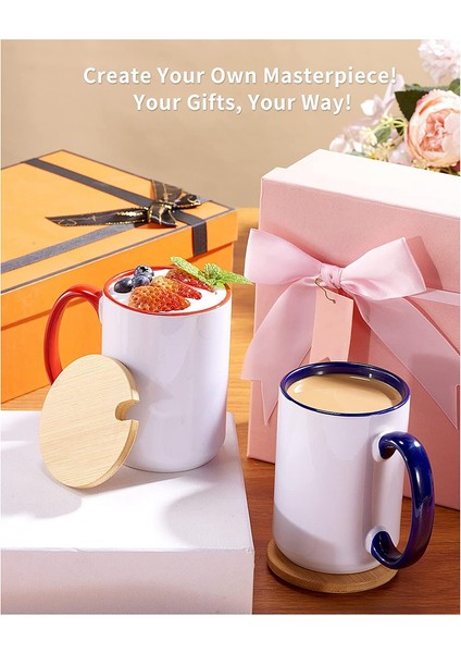 Süblimasyon Kupalar Bambu Kapaklı 11 Oz Süblimasyon Kupalar Boş Set, Süblimasyon Kahve Kupaları, Kapaklı Kahve Fincanı 4'lü Paket (Yurt Dışından) fırsatları