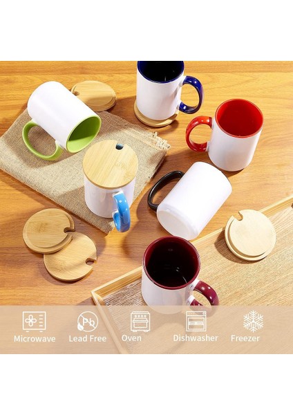 Süblimasyon Kupalar Bambu Kapaklı 11 Oz Süblimasyon Kupalar Boş Set, Süblimasyon Kahve Kupaları, Kapaklı Kahve Fincanı 4'lü Paket (Yurt Dışından) indirimleri