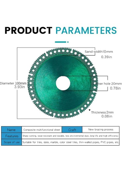 Açı Öğütücü Için Kompozit Çok Fonksiyonlu Kesme Testere Bıçağı, 4 Inç Elmas Dairesel, Seramik Karo Cam Kesme Diski (Yurt Dışından) modelleri