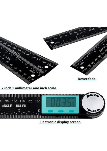 2 Adet Dijital Açı Bulucu Iletki 2 In 1 Açı Bulucu Cetvel ile LCD Ekran Dıy Açı Ölçme Aracı (Yurt Dışından)