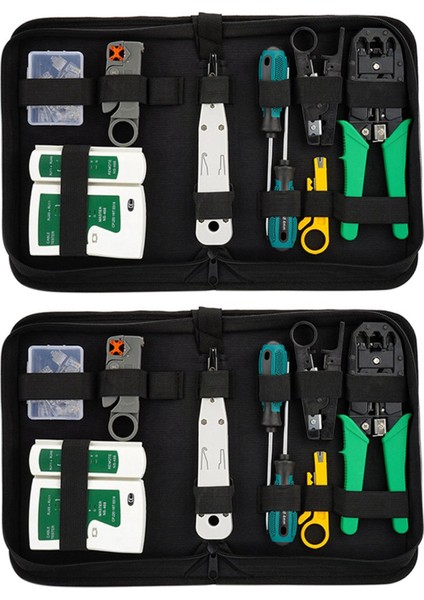 2x Ağ Kablosu Tamir Aracı Seti Seti RJ45 RJ11 Cat6 Kablo Test Cihazı Testi Crimper Sıkma Bakım Striptizci Aracı Kiti (Yurt Dışından)