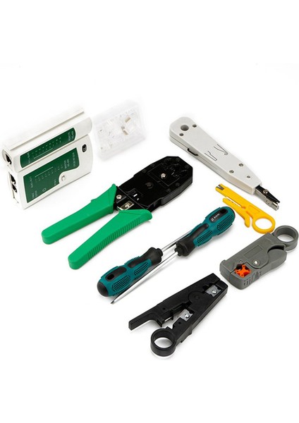 2x Ağ Kablosu Tamir Aracı Seti Seti RJ45 RJ11 Cat6 Kablo Test Cihazı Testi Crimper Sıkma Bakım Striptizci Aracı Kiti (Yurt Dışından)