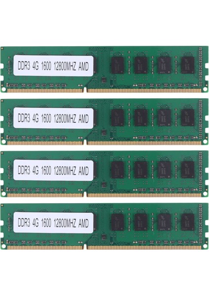 Masaüstü Amd Için 4x Ddr3 4 GB Bellek Ram PC3-12800 1.5V 1600MHZ 240 Pin Masaüstü Bellek Dımm Arabelleksiz ve Ecc Olmayan (Yurt Dışından)