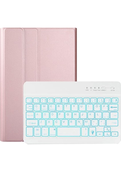 Bluetooth Işıklı Klavyeli Tablet Kılıfı Pu Kılıf Tab Lite Için Uygun 8.7 Inç, Pembe (Yurt Dışından)