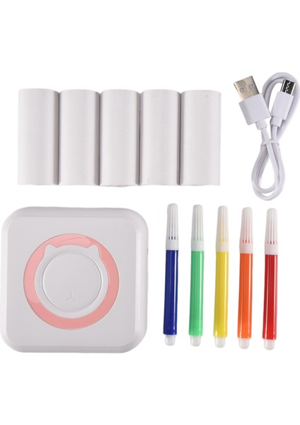 Mini Taşınabilir Termal Yazıcı Kablosuz Bluetooth Yazıcı Termal Kağıtlı Çok Fonksiyonlu Etiket Yazıcısı + Renkli Kalem B (Yurt Dışından)