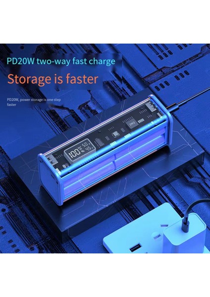 PD22.5W Dıy Pil Şarj Cihazı Hızlı Şarj Kutusu Için 8 Adet 18650 Polimer 20000MA Pil Şarj Güç Bankası Kutusu Mavi (Yurt Dışından) indirimleri