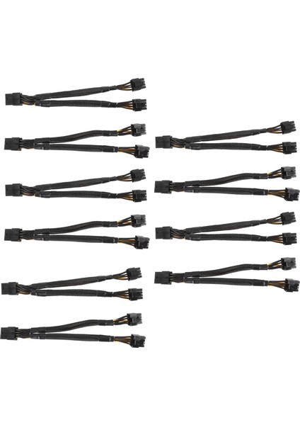 10PCSGPU Pcıe 8 Pin Dişi Çift 2x 8 Pin (6+2) Erkek Pcı Express Güç Adaptörü Örgülü Y-Splitter Uzatma Kablosu, 20 cm (Yurt Dışından)
