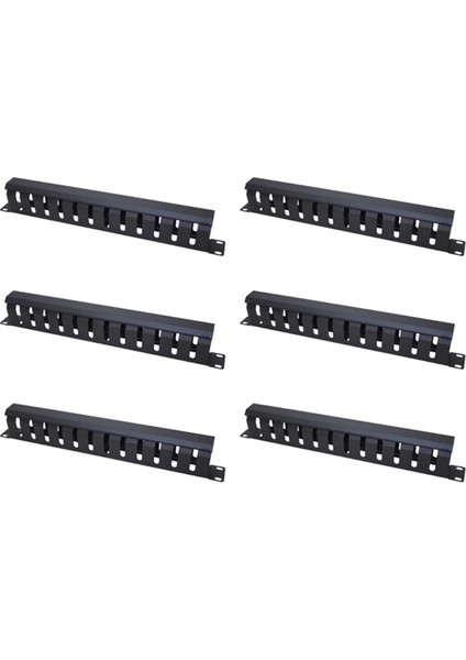 6x 1u Kablo Yönetimi Yatay Montaj 19 Inç Sunucu Rafı, Kapaklı 12 Yuvalı Metal Parmak Kanalı Tel Düzenleyici (Yurt Dışından)