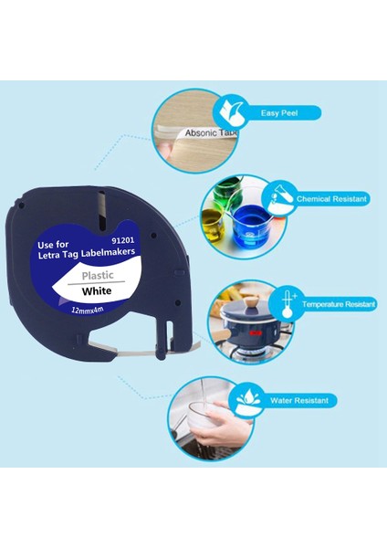 10 Adet 91201 Etiket Bantları Letratag -100T -100H Serisi Etiket Makinesi 12MMX4M Etiket Termal Baskı Kağıdı (Yurt Dışından) indirimleri
