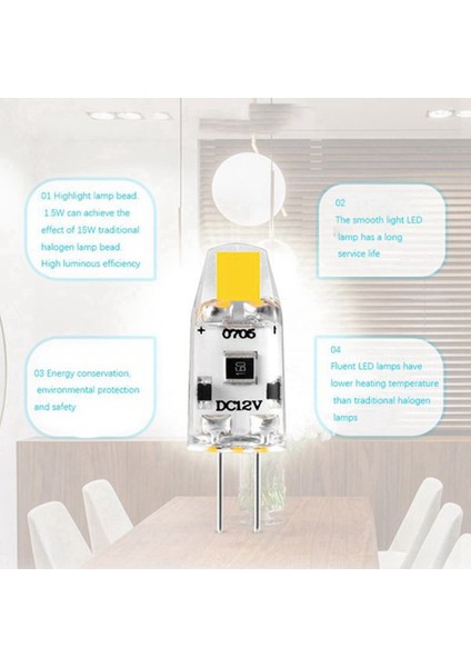 6 Adet G4 LED Ampul 12 V Dc Kısılabilir Cob LED G4 Ampul 1.5 W 360 Işın Açısı Değiştirmek Için 15 W Halojen Lamba (Sıcak Beyaz) (Yurt Dışından)